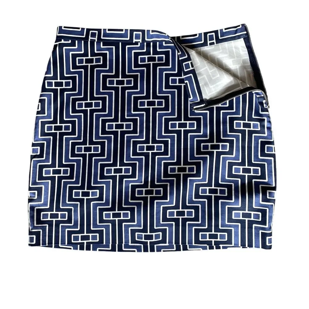 Michael Kors Skirt Womens Size 4 Blue & Black Career Office Work Date Night Mini